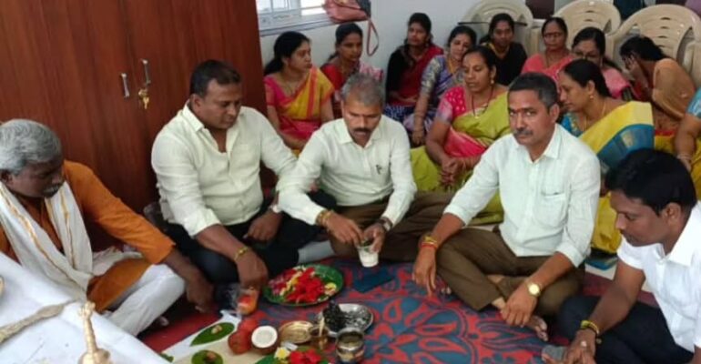 Pooja ceremony in college